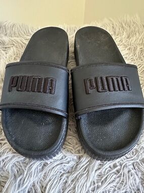 Puma Black Embossed Logo Slide Sandals